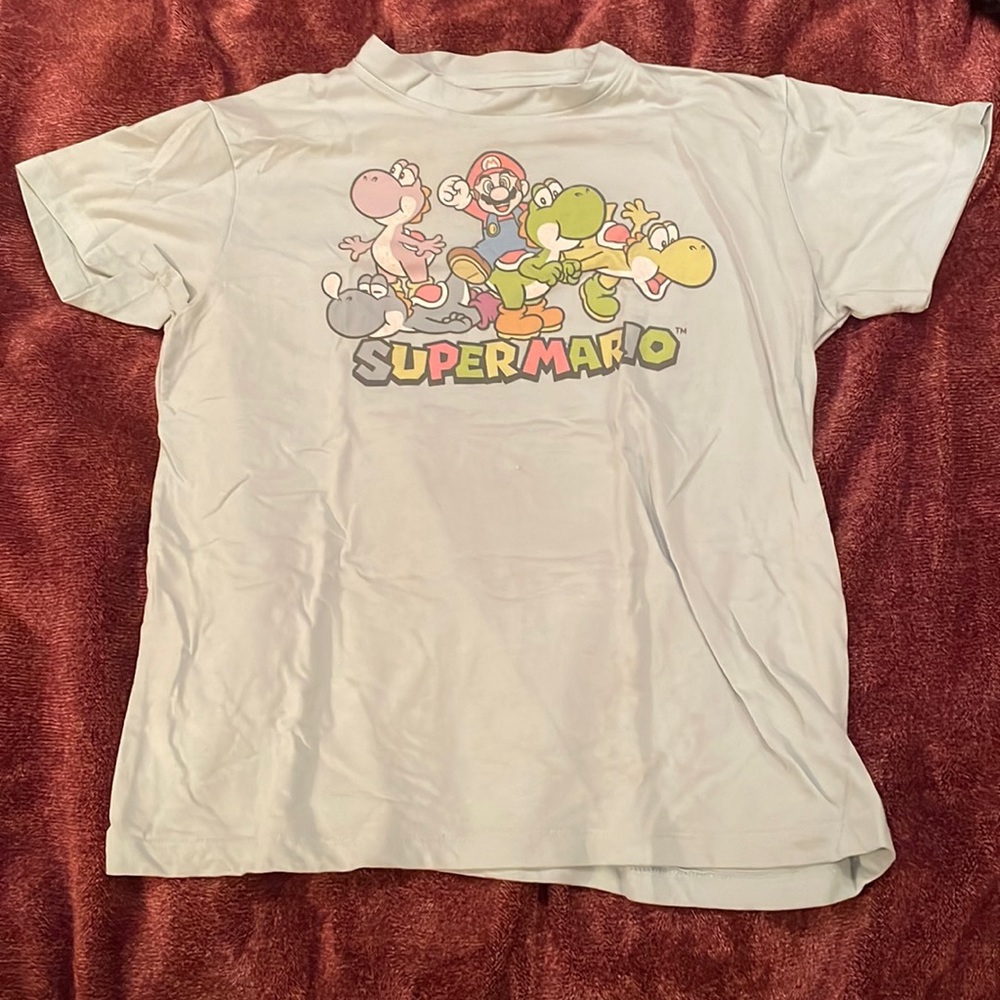 Super Mario teal shirt